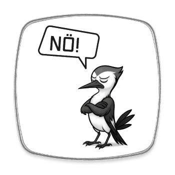 Nö! Specht – Sturer Vogel macht Pause - Viereckiger Kühlschrankmagnet - Weiß - Vorne