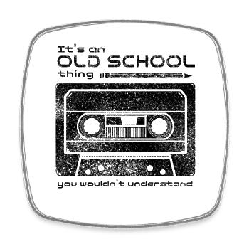 Old School Tape Trick - Viereckiger Kühlschrankmagnet - Weiß - Vorne