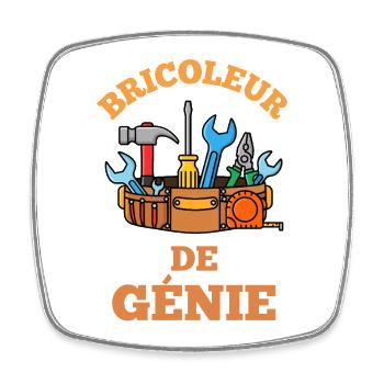 Bricoleur de Génie – Outils colorés - Magnet carré - blanc - Devant