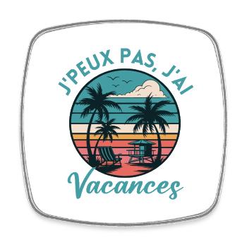 Vacance Palmiers Coucher Soleil - Magnet carré - blanc - Devant