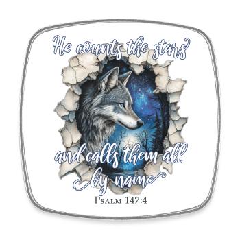 Wolf Christian Quote - Square fridge magnet - white - Front
