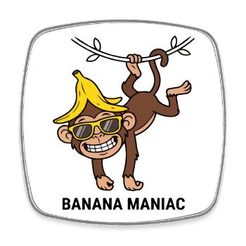 Banana Maniac Cool Monkey Sunglasses Art - Square fridge magnet - white - Front