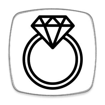 Wedding ring - Square fridge magnet - white - Front