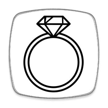 wedding ring, - Square fridge magnet - white - Front
