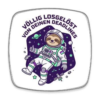 Astronaut Faultier Deadline Weltraum Design - Viereckiger Kühlschrankmagnet - Weiß - Vorne