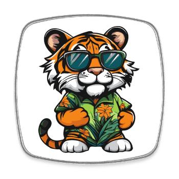 Tiger Comic Vacation - Square fridge magnet - white - Front