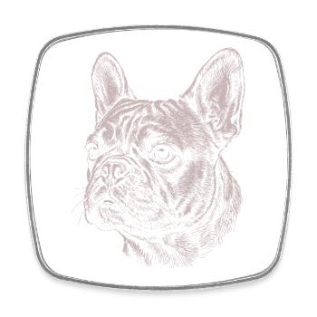 Bouledogue Français - Illustration - Magnet carré - blanc - Devant