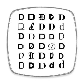 Typography D letter mosaic design. - Square fridge magnet - white - Front