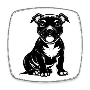 Doux Pitbul Heureux - Magnet carré - blanc - Devant