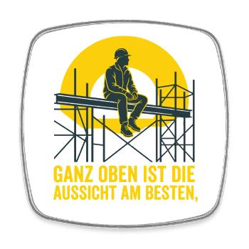 Gerüstbau, Aussicht, Handwerk Design - Viereckiger Kühlschrankmagnet - Weiß - Vorne