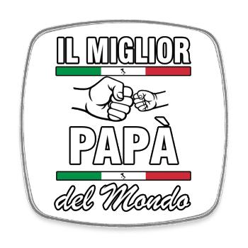 Italienischer Papa ist der Beste - Viereckiger Kühlschrankmagnet - Weiß - Vorne