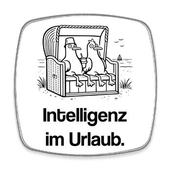 Möwen Strandkorb T-Shirt – lustiges Meme  - Viereckiger Kühlschrankmagnet - Weiß - Vorne