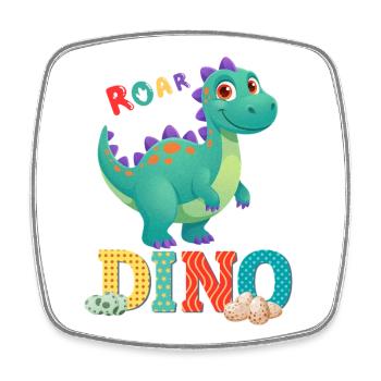 Dino - Viereckiger Kühlschrankmagnet - Weiß - Vorne