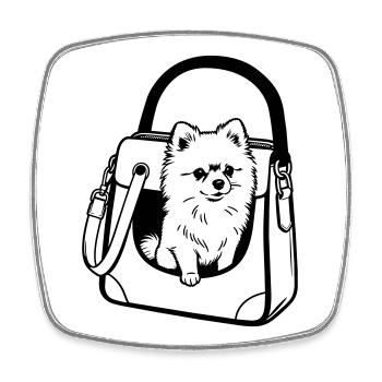 Pommerscher Hund - Viereckiger Kühlschrankmagnet - Weiß - Vorne