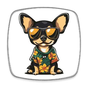 Chihuahua Hund Comic Urlaub - Viereckiger Kühlschrankmagnet - Weiß - Vorne