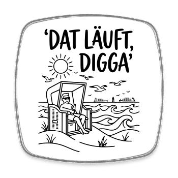 dat läuft digga strandkorb chillen urlaub meer  - Viereckiger Kühlschrankmagnet - Weiß - Vorne