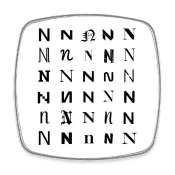 Typography N monogram letter mosaic design - Square fridge magnet - white - Front