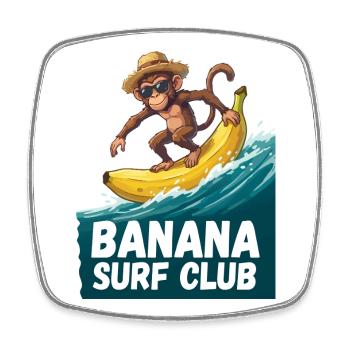 Bananen-Surfclub-Affe - Viereckiger Kühlschrankmagnet - Weiß - Vorne