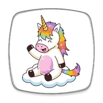 Regenbogen-Einhorn auf der Wolke - Viereckiger Kühlschrankmagnet - Weiß - Vorne