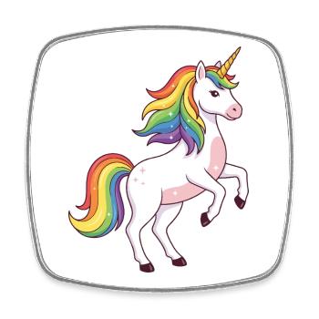 Licorne à crinière arc-en-ciel - Magnet carré - blanc - Devant
