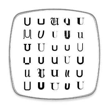 Typography U monogram letter mosaic design. - Square fridge magnet - white - Front
