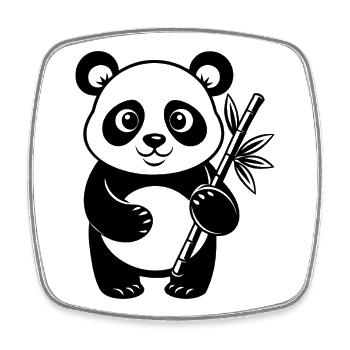 Panda mit Bambus - Viereckiger Kühlschrankmagnet - Weiß - Vorne