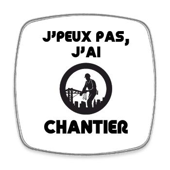 Ouvrier urbain en cercle silhouette - Magnet carré - blanc - Devant