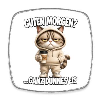 Lustiges Morgenmuffel Design mit Kaffee - Viereckiger Kühlschrankmagnet - Weiß - Vorne
