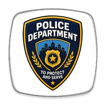 Badge de police : Écusson de la ville Skyline - Magnet carré - blanc - Devant