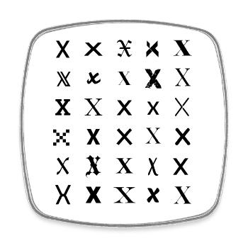 Typography X monogram letter mosaic design - Square fridge magnet - white - Front