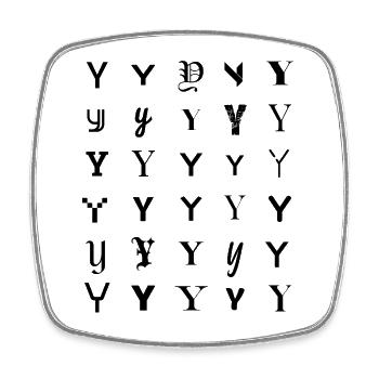 Typography Y monogram letter mosaic design - Square fridge magnet - white - Front
