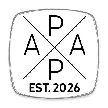 Papa Est 2026 Minimalist Cross Noir - Magnet carré - blanc - Devant