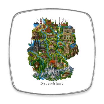 Deutschland Illustration mit Wahrzeichen - Viereckiger Kühlschrankmagnet - Weiß - Vorne