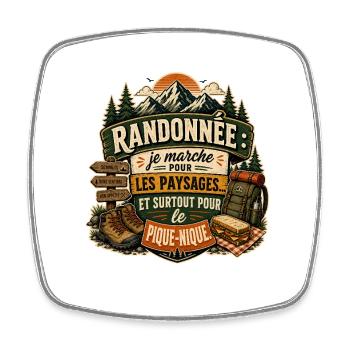 Randonnée Pique-Nique et Paysages - Magnet carré - blanc - Devant