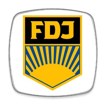 FDJ - Freie Deutsche Jugend (eckig, dreifarbig) - Viereckiger Kühlschrankmagnet - Weiß - Vorne