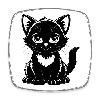 Cute cat - Square fridge magnet - white - Front