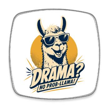 Drama No Prob Llama Humor - Viereckiger Kühlschrankmagnet - Weiß - Vorne