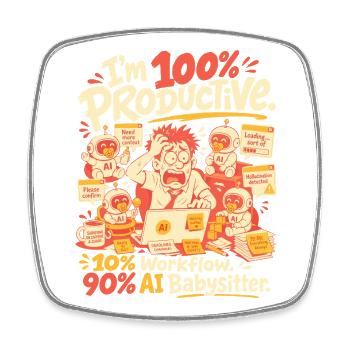 AI Babysitter Productive Chaos - Square fridge magnet - white - Front