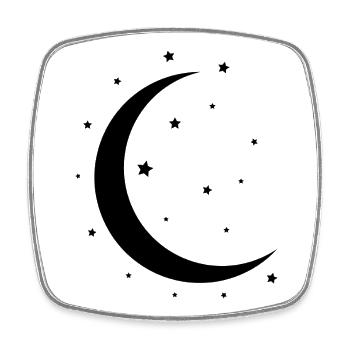 Crescent Moon and Stars - Square fridge magnet - white - Front
