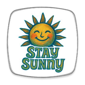 Stay Sunny Crayon Sonne Illustration - Viereckiger Kühlschrankmagnet - Weiß - Vorne