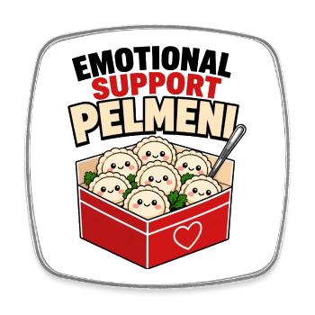 Emotional Support Pelmeni | Food Humor Cute Faces - Viereckiger Kühlschrankmagnet - Weiß - Vorne