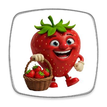 Strawberry with face - Square fridge magnet - white - Front