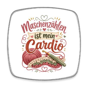 Maschenzählen ist mein Cardio - Viereckiger Kühlschrankmagnet - Weiß - Vorne
