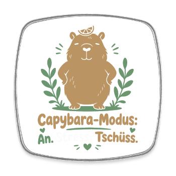 Capybara-Modus — Stress hat Tschüss gesagt - Viereckiger Kühlschrankmagnet - Weiß - Vorne