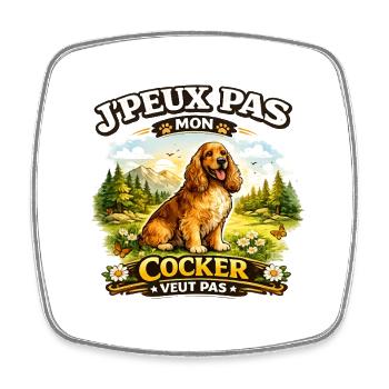 Cocker en nature: J'peux pas - Magnet carré - blanc - Devant