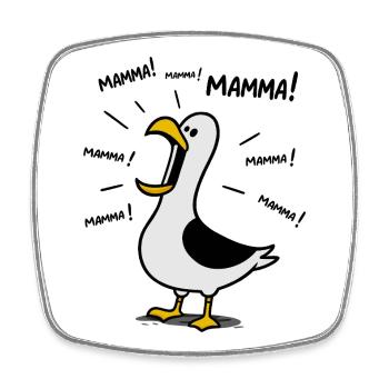 Humour Maman - Design Goéland "Maman ! Maman !" - Magnet carré - blanc - Devant