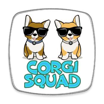 Corgi Squad – Geschenk für Hundefreunde - Viereckiger Kühlschrankmagnet - Weiß - Vorne