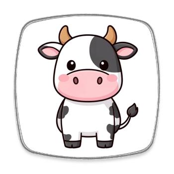 niedliche Kawaii Kuh Rind Geschenk Bauern - Viereckiger Kühlschrankmagnet - Weiß - Vorne