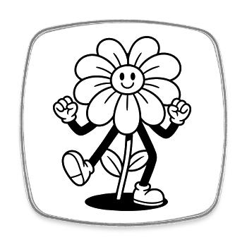 Blume - Viereckiger Kühlschrankmagnet - Weiß - Vorne