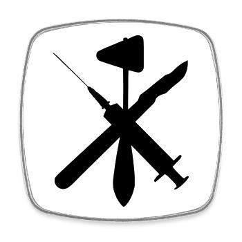 Scalpel Reflex Hammer Syringue noire - Magnet carré - blanc - Devant